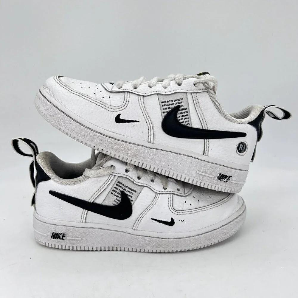 Nike Air Force 1 LV8 Utility PS Overbranding Black White AV4272-100 Size 1Y